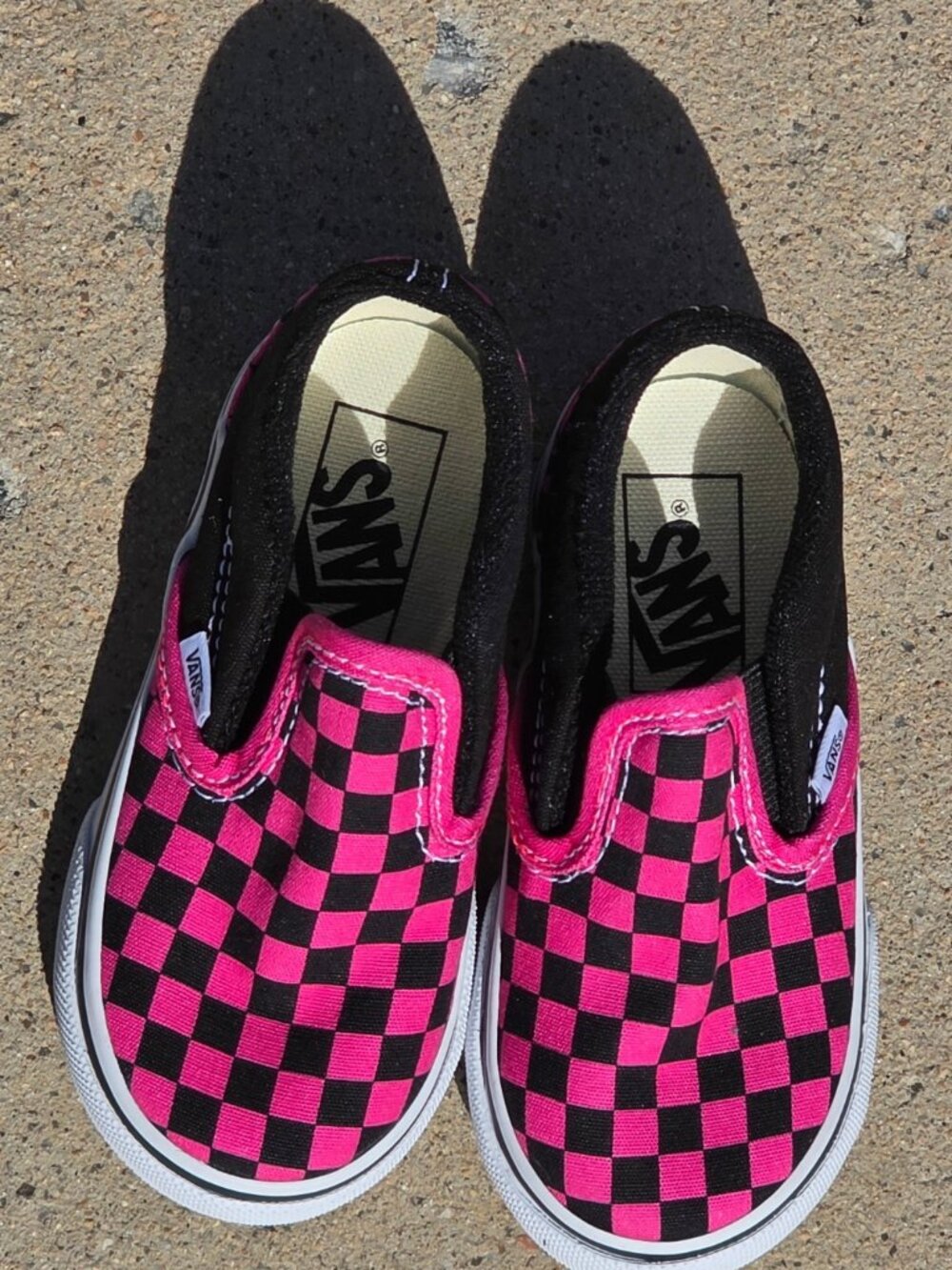 Vans Classic Slip-On Toddler Shoes Pink Black Checkerboard 7 NWOT
